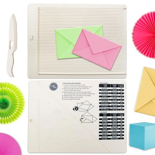 Scoring Board, Envelope Maker, Envelope Punch Board, Scoring Tool, Score Board for Paper Crafts, Paper Trimmer, Multi-Purpose Scoring Board for Card Making, Envelope Making and Gift Box Making