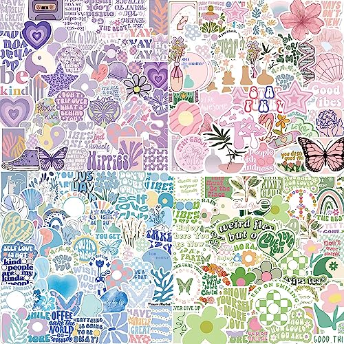 200Stück Dänischer Pastell Aufkleber, Bunte ästhetische Vinyl Aufkleber,Laptop Wasserflaschen Aufkleber,Positivitäts Zitat Aufkleber Pack - Mixed