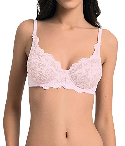 VANEVER Women's Lace Bra Underwired Full Cup No Padding Push up Bra Pink 38B