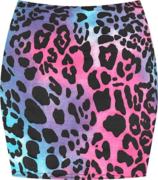 WearAll Womens Print Ladies Stretch Bodycon Elasticated Jersey Short Mini Skirt - 8-14