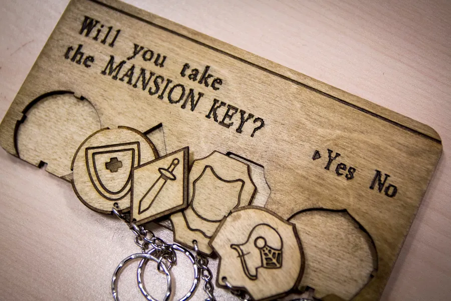 Will you take the MANSION KEY? Inspired Lasercut & engraved keyring and wall mount