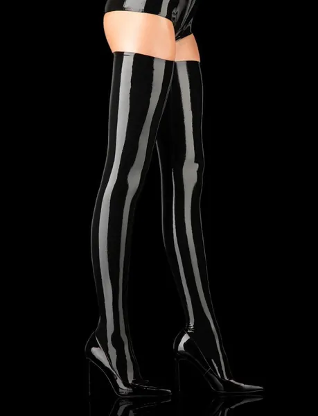 Latex Black Thigh Highs