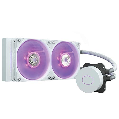 CoolerMaster MasterLiquid ML240L RGB V2 White,Close-Loop AIO CPU Liquid Cooler, Gen3 Dual Chamber Pump,240mm Radiator,SickleFlow 120 PWM ARGB, AMD Ryzen AM5/AM4, Intel LGA1700/1200 (MLW-D24M-A18PC-RW) - 240mm Radiator - AIO - ML240L RGB V2 White