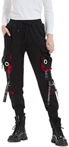 Wedowu Womens Cargo Pants with Pockets Black Joggers Pants Sweatpants Slim Fit Trousers Camouflage Lightweight Outdoor Pant - XX-Large