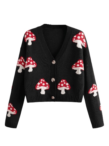 SweatyRocks Women's Long Sleeve Plaid Button Front V Neck Soft Knit Cardigan Sweaters