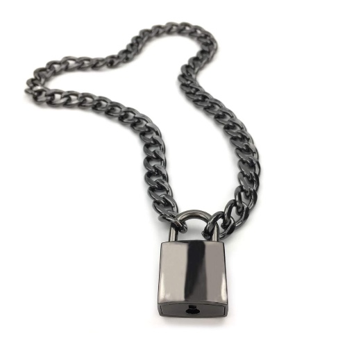 Succuba Padlock Necklace Chain Collar Choker with Two Keys and Box for Women, Men and Pet - D 16 Inches