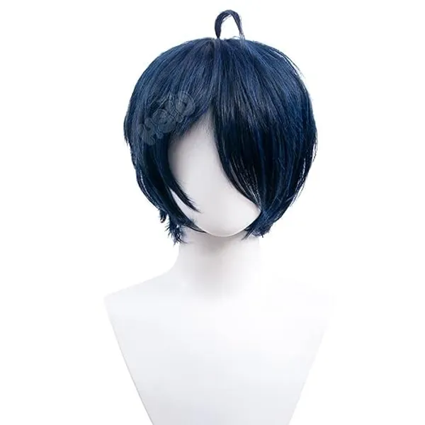 Ohto Ai Cosplay Wig Anime Wonder Egg Priority Cosplay HSIU Brand Black and blue short hair Gift hair accessories + wig net