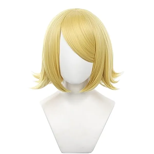Kagamine Rin Wig Cosplay Virtual Singer Middle Long Straight Blonde Wig with Cap Wig for Men Adult Cos Party Festival Halloween Christmas(Kagamine Rin) - Kagamine Rin