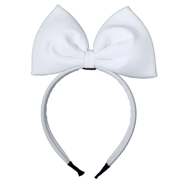 7Rainbows 6.5" Bow Headbands for Women and Girls Perfect Hair Accessories for Party and Cosplay (White)