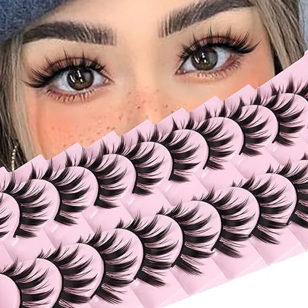 False Eyelashes 10 Pairs Japanese Style Anime Lashes Thick Cosplay Lashes Natural 16 MM Manga Lashes Spiky 8D Wispy Full Strip Doll Lashes by FANXITON - 10 Pair Manga Lashes（M1）-16mm