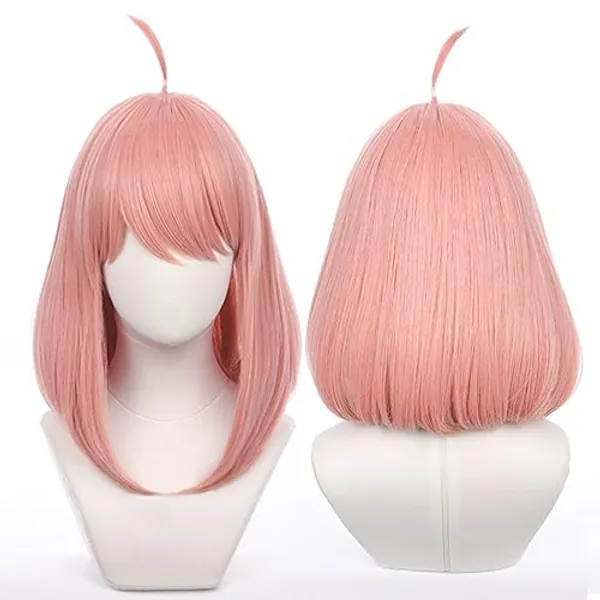 SPY×Family Anime Anya Forger Cosplay Wig, Pink Short Bob Wig, Girls Role Play Synthetic Wig, Halloween Dress Up Wig - Anya Forger