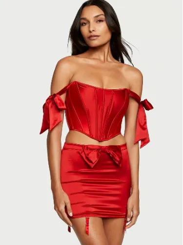 Satin Bow-Tied Corset Top and Garter skirt- Bras - Victoria's Secret