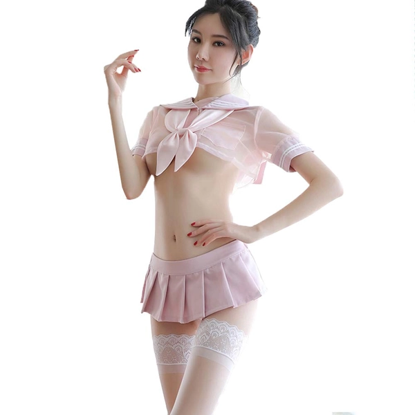 Schulmädchen Kostüm Damen Cosplay Nachtwäsche Dessous Reizwäsche Sailor Outfit Anime Minirock Uniform Spitze Lingerie Set