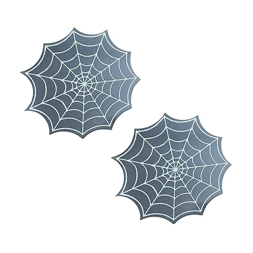 Neva Nude Halloween Nipztix Pasties - Nipple Covers for Festivals, Raves, & Lingerie, Medical Grade Adhesive, USA Made - Reflective Spider Web