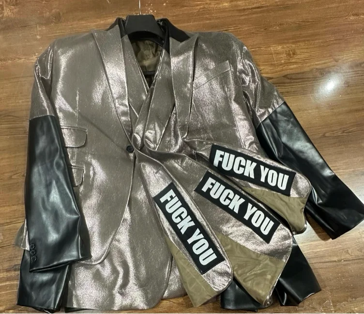 Ghost Papa Emeritus Gray Faux Leather Blazer 
