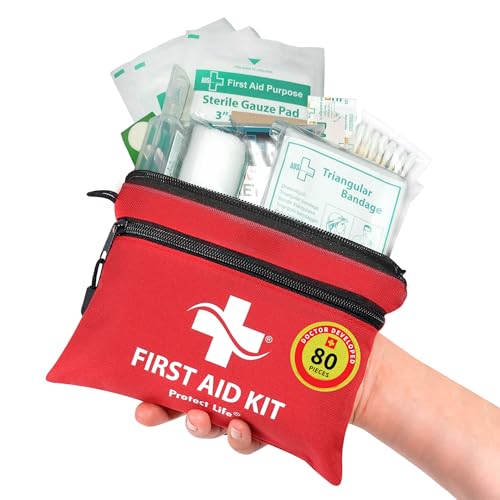 Protect Life First Aid Kit for Home/Businesses | HSA/FSA Eligible Emergency Kit | Hiking First aid kit Camping |Travel First Aid Kit for Car | /Survival Medical kit(80 Piece) - 80 PCs