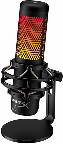 HyperX QuadCast S RGB USB Condenser Microphone for PC, PS4 and Mac, Anti-Vibration Shock Mount, Four Polar Patterns, Pop Filter, Gain Control, Gaming, Streaming, Podcasts (Renewed) - RGB Lighting - Black
