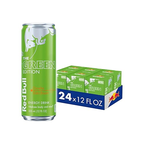 Red Bull Green Edition Energy Drink, Curuba Elderflower, with 114mg Caffeine plus Taurine & B Vitamins, 12 Fl Oz, 6 Packs of 4 Cans (Pack of 24) - 12 Fl Oz, 24pk, (6x4)