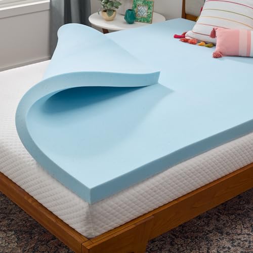 LINENSPA Memory Foam Mattress Topper - 3 Inch Gel Infused Memory Foam - Plush Feel - Cooling and Pressure Relieving - CertiPUR Certified - Dorm Room Essentials - Queen Size - Queen - 3 Inch - Topper Only