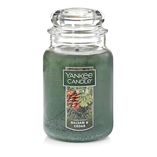 Yankee Candle Balsam & Cedar Scented, Classic 22oz Large Jar Single Wick Candle, Over 110 Hours of Burn Time, Ideal Holiday Gift - Balsam & Cedar - Classic Large Jar
