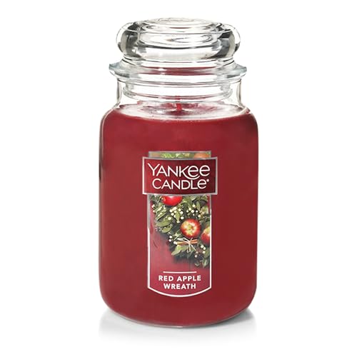 Yankee Candle Apple Wreath Scented, Classic 22oz Large Jar Single Wick Candle, Over 110 Hours of Burn Time | Holiday Gifts for All - Red Apple Wreath - Classic Large Jar