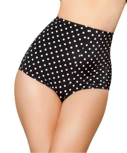 Roma Rave SH3090 - Black/White High-Waisted Shorts - Black/White Polkadot / S/M