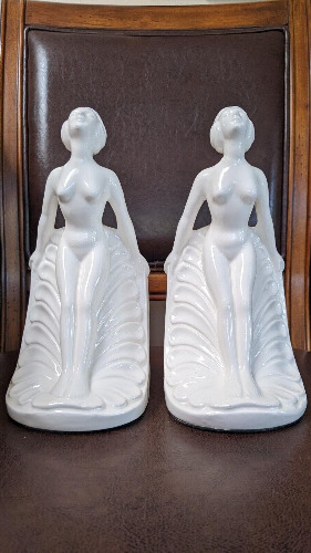 Vintage Nude Woman Bookend Statues