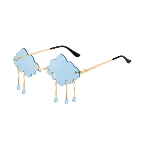 FEISEDY Retro Dripping Cloud Shaped Tassel Sunglasses Rimless Women Funny Party Disco Eyewear B2834