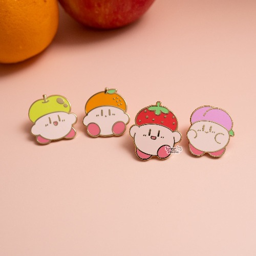 Fruit Hat Poyo Collection Hard Enamel Pin - Full Set / [A Grade] / Simple Rubber Back
