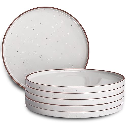 Mora 10.5-inch Porcelain Dinner Plate Set of 6 - Microwave/Oven/Dishwasher Safe, Scratch Resistant, Vanilla White - Vanilla White