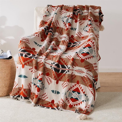 Soft Tassel Bohemian Throw - Orange / 59" x 78.7" (150x200cm)