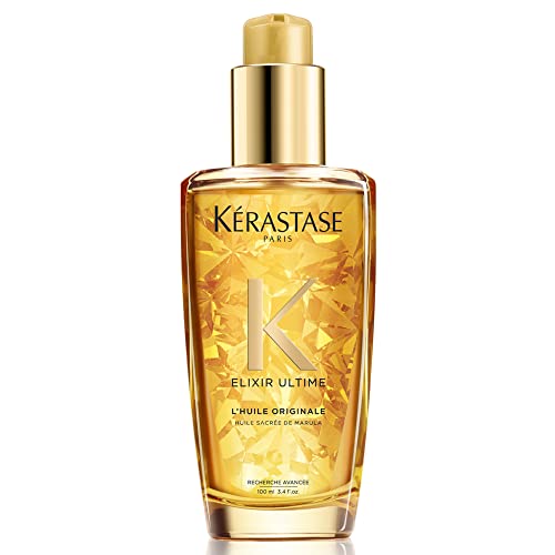 Kérastase Elixir Ultime, L'Huile Original Hair Oil, Hydrating Oil Serum Creates Frizz-Free Shiny Hair, With Argan Oil, Camellia Oil & Marula Oil, For All Hair Types, 100 ml