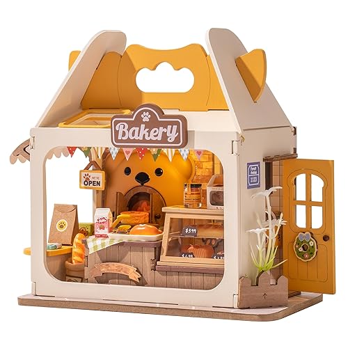 Wowood DIY Mini House Building Teddy Miniature Kit Breadbox, Miniature Lifestyle Bookshelf Decoration, Cute Craft Kits for Women or Girls 14+, Kawaii Gifts Hobbies for Crafters (Teddy's Breadbox) - Teddy's Breadbox