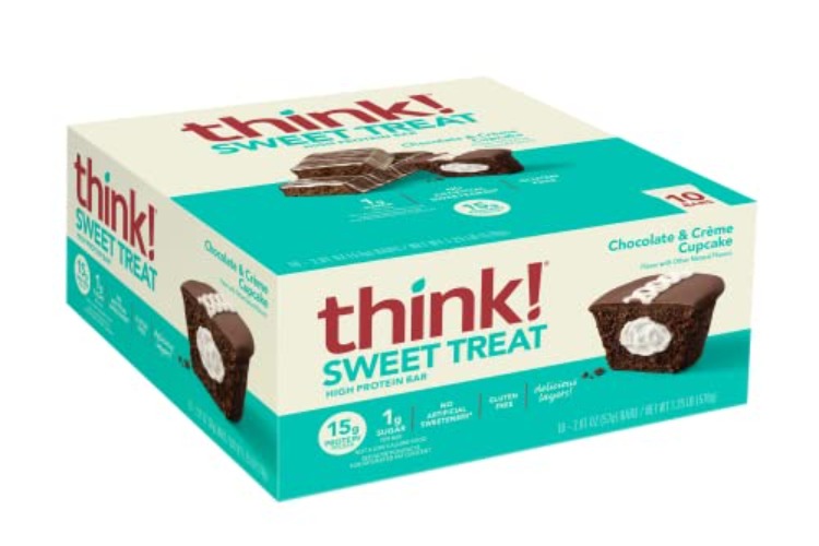 think! Protein Bars, High Protein Snacks, Gluten Free, Kosher Friendly, Sweet Treat, Chocolate & Creme Cupcake, 10 Count - Chocolate Crème Cupcake - 10 Count (Pack of 1)