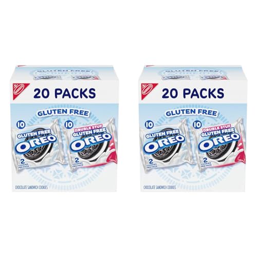OREO Gluten Free Original & Double Stuf Chocolate Sandwich Cookies Variety Pack, Gluten Free Cookies, 20 Snack Packs (2 Cookies per Pack) (Pack of 2) - 20 Count (Pack of 2)