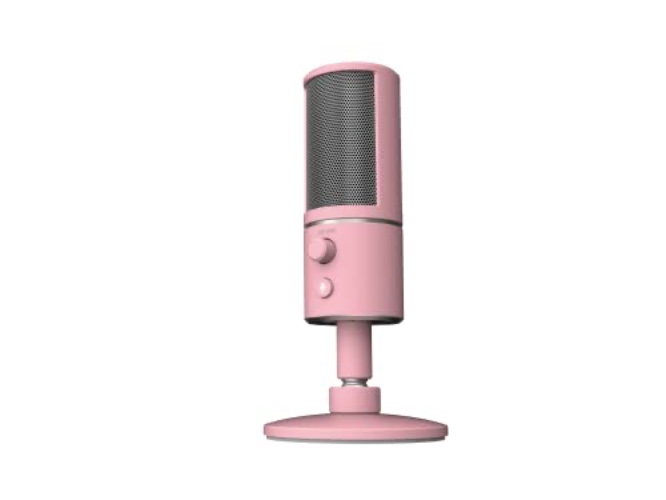 Razer RZ19-02290400-R3M1 Seiren X Quartz Compact USB Condenser Microphone, with Integrated Shock Absorber and Supercardioid Recording Pattern for Streamers - Streamer Microphone (Pink) - Quartz