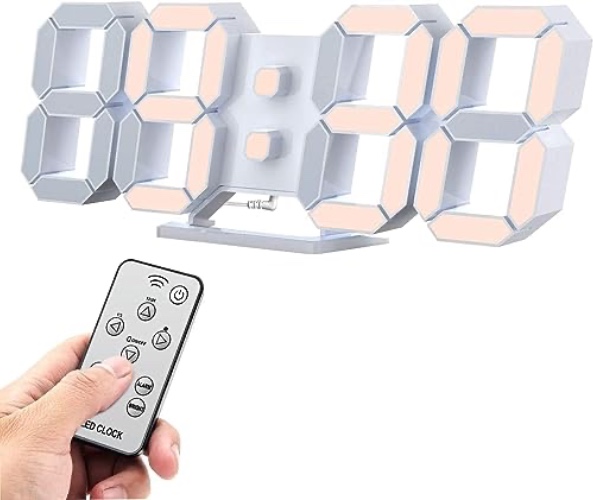 COVERY Digital Wall 3D Clock, Led Desk Clocks, 10 '' Big Numbers, One-Touch Light Switch for Bedrooms, Living Room, Home - Alarm, Snooze, Temperature, Remote, Nightlight, Auto Brightness, Warm Light - 10" Warm Light 3d Led Clock With Verified By Transparency