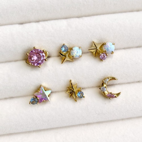 Mismatched Nebula Studs - Silver