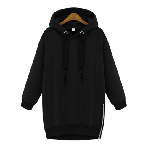 Womens Pullover with Hood - Black / M