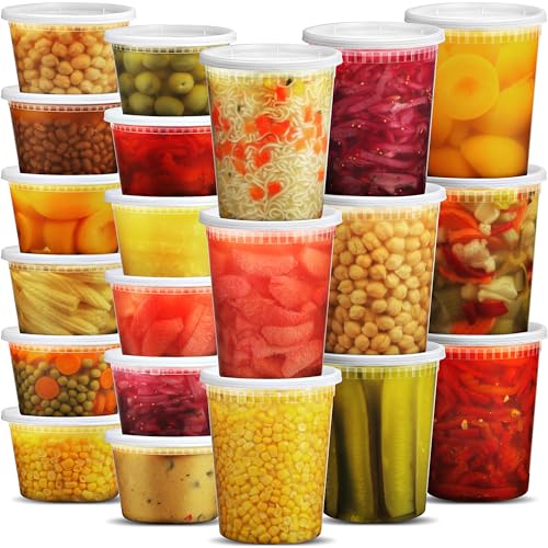 JoyServe Vorratsdosen mit Deckel Luftdicht – 48 Sets mit 54 Deckeln, 24 Vorratsdosen mit 946 ml und 24 mit 473 ml Inhalt, Frischhaltedosen mit Deckel, BPA-Frei, Spülmaschinen- und Mikrowellengeeignet - 48 Sets - 16 & 32 oz