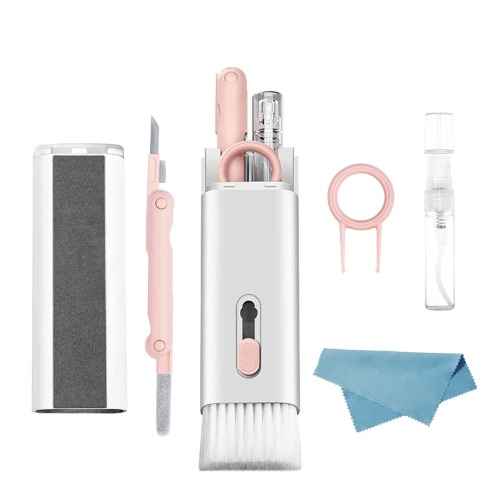 7 in 1 Electronic Cleaner kit - Keyboard Cleaner, Keyboard Cleaning Kit, Laptop Cleaner with Brush, Electronic Cleaner for Airpods pro/Laptop/Phone/Computer/Screen (Give Away a Flannel Cloth) Pink
