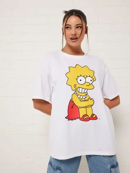 Simpsons Lisa Oversized Tee  White - Jay Jays Online