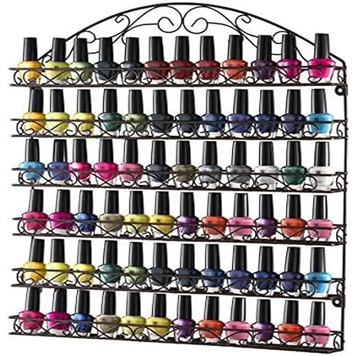 Home-it Large Nail Polish Rack Wall Mounted Metal Nail Polish Organizer, Holds up to 102 Bottles, 20x24 inch Unbreakable Metal Frame (Bronze)