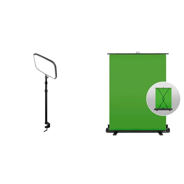 Elgato Key Light, Professional Studio LED Panel & Green Screen - Collapsible Chroma Key Panel for Background Removal with Auto-locking Frame, Wrinkle-resistant Chroma-green Fabric