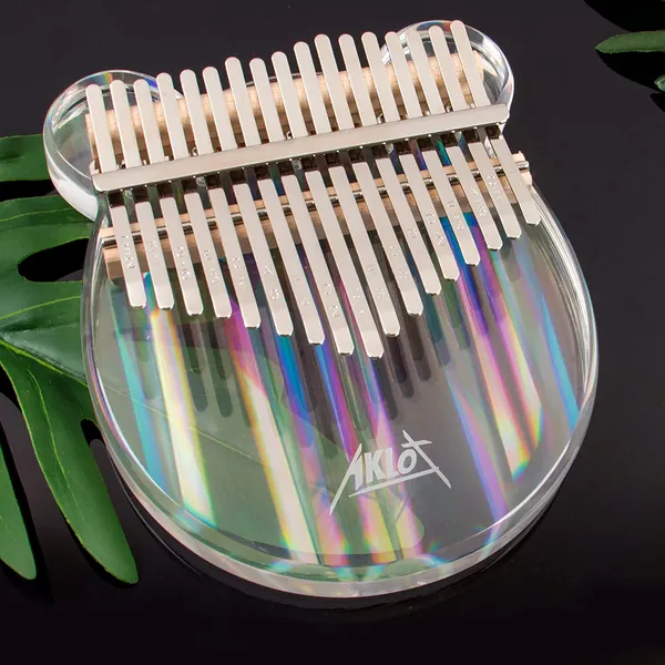 AKLOT Kalimba 17 Keys Rainbow Acrylic Kalimbas Note Carved Thumb Piano Starter Kits Finger Piano with Kalimba Case Study Booklet Tune Hammer Stickers for Kids Adult Beginner