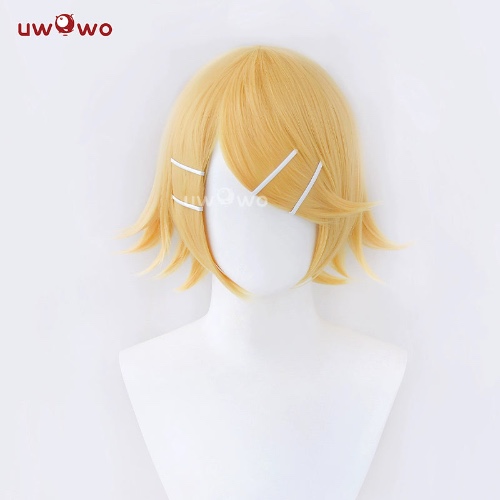 Uwowo V Singer Rin Cosplay Wig Short Yellow Hair - Only Wig（No Hairpins）