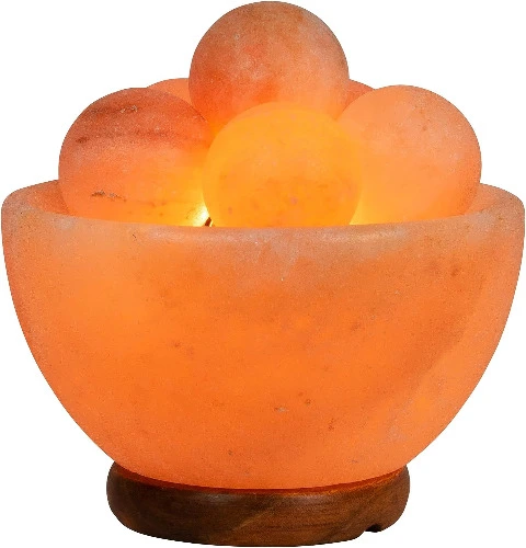 Spantik Himalayan Fire Bowl Salt Lamp with 6 Massage Balls Premium Quality Authentic from Pakistan - 