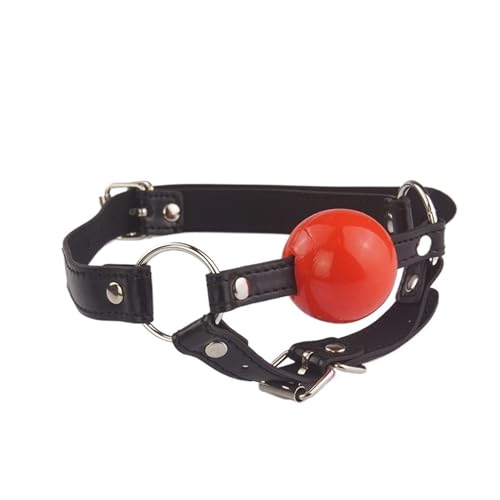Leather Chin Harness Silicone Rubber Bondage Mouth Ball Gag,BDSM Restraints,Sex Toys for Couples Adult Games (Color : R Ball Gag) - R Ball Gag