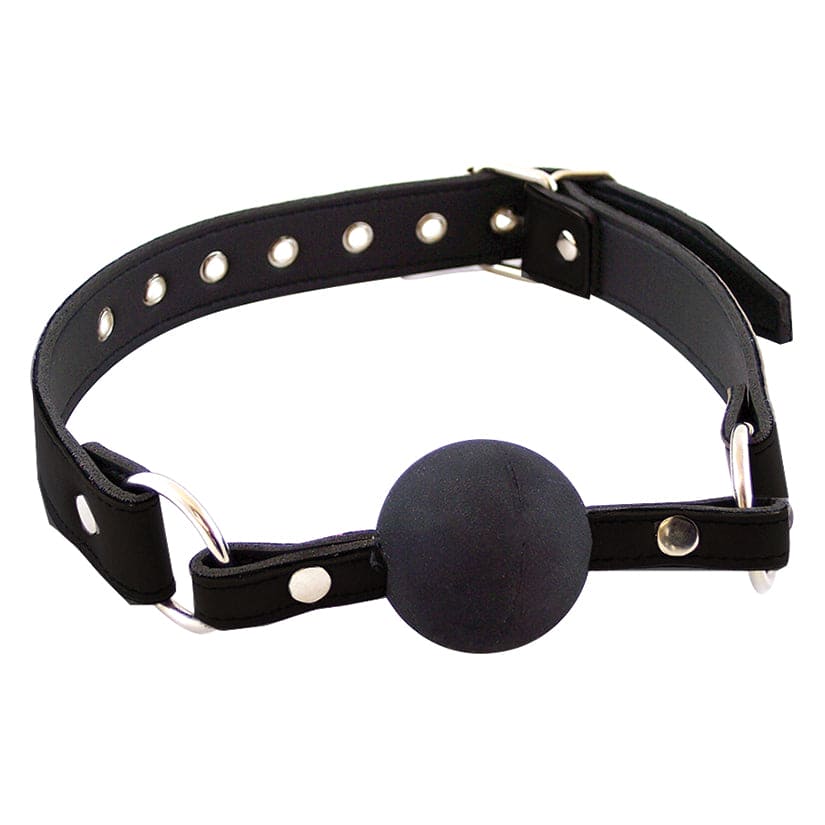 Leather Ball Gag - Silicone Black