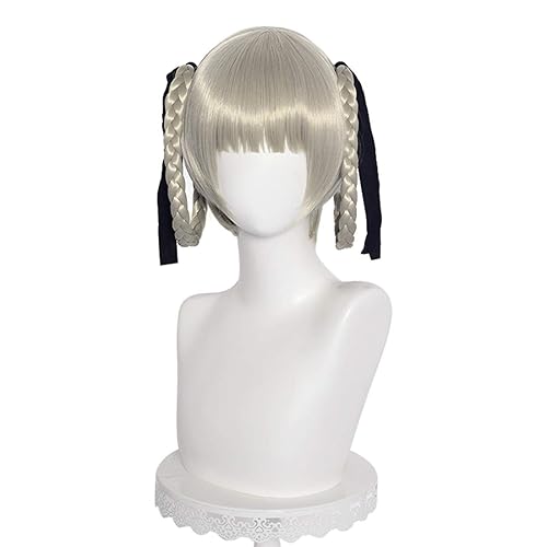 Uniquebe Gray Double Braid Wig Anime Cosplay Wigs for Halloween Party Costume